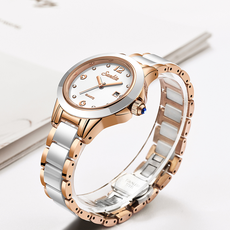 SUNKTA Fashion Women Watches Rose Gold Ladies Bracelet Watches Reloj Mujer 2019New Creative Waterproof Quartz