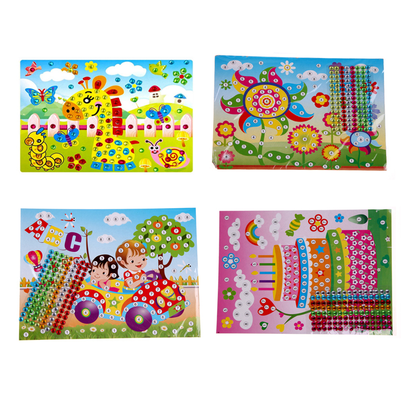 10 Pcs Wholesale DIY Handmade Crystal Diamond And Paper Sticker Paste Painting Mosaic Puzzle Earily Enducation Kids Toys