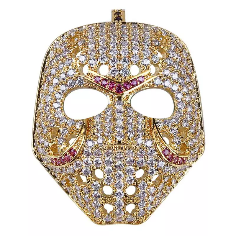 Vintage Iced Out Mask Pendant Necklaces With Gold Chain Fashion Hip Hop Jewelry Cubic Zirconia Mens Necklace