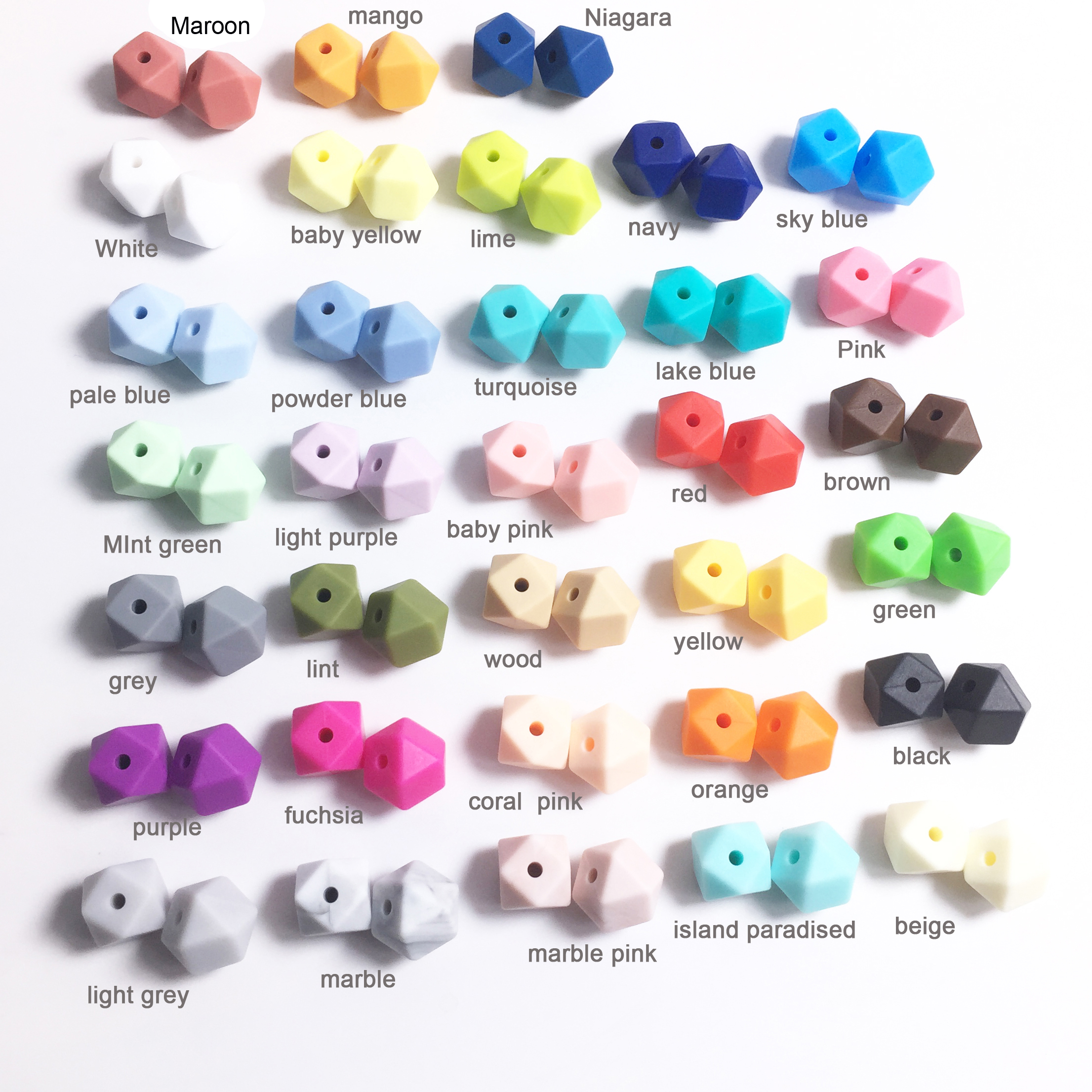 silicone beads Hexagon candy color 100PC baby teether Mini Hexagon bead Necklace Pendant DIY nursing bracelet kids beads