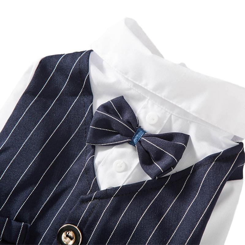 Gentleman Dog Clothes Wedding Suit Formal Shirt For Small Dogs Bowtie Tuxedo Pet Outfit Halloween Christmas Costume For Cats