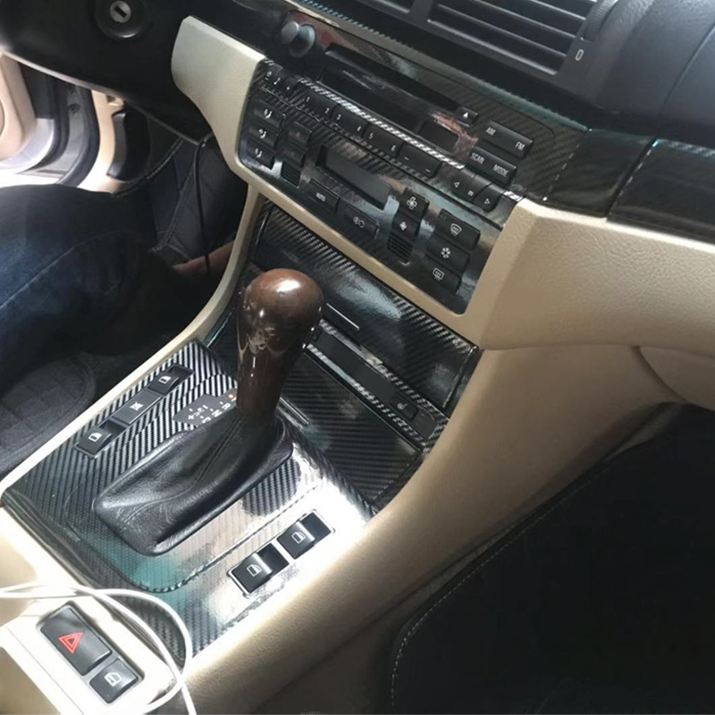 For BMW 3 Series E46 4 Door 1998-2004 Interior Central Control Panel Door Handle Carbon Fiber Stickers Decals Car styling Accessorie