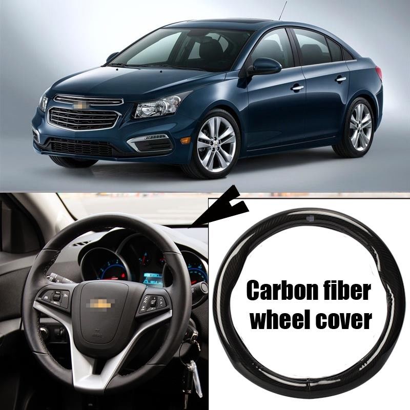 For Chevrolet Cruze Car Carbon Fiber Leather Steering Wheel Cover Sport Racing