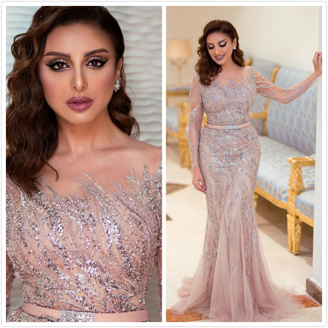 Aso Ebi 2020 Arabic Angham Lace Beaded Sexy Evening Dresses Sheer Neck Mermaid Prom Dresses Vintage Formal Party Second Reception Gowns ZJ36
