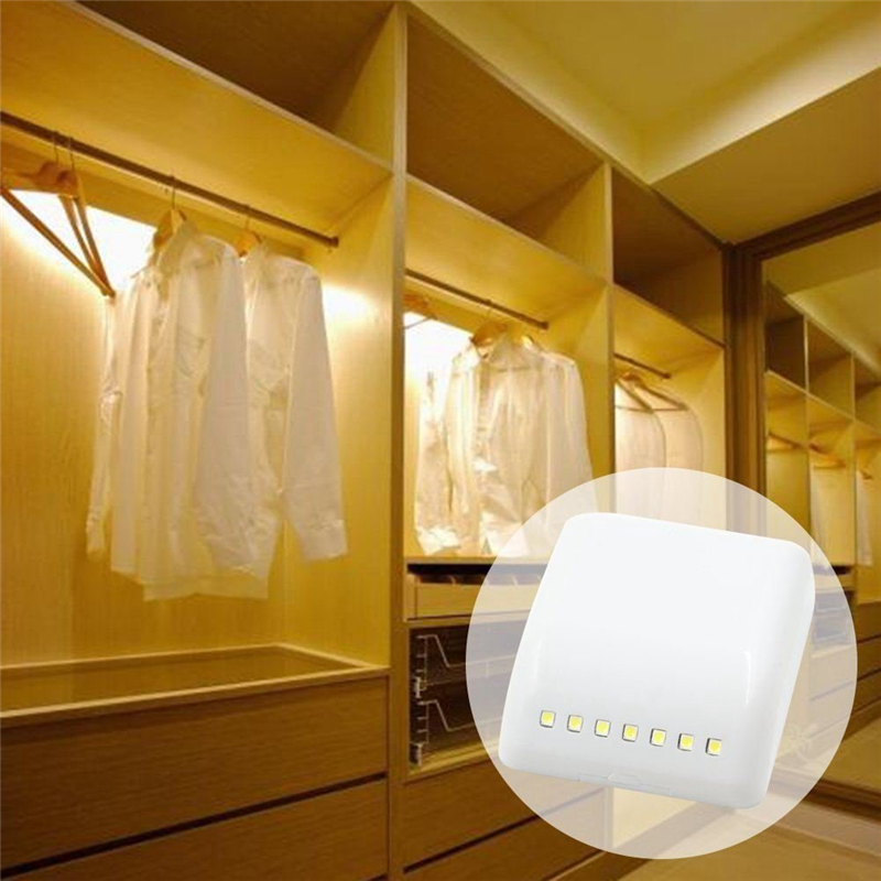 7 LED Light Sensor Night Lamp PIR Infrared Motion Sensor Light for Kitchen Cabinets Wardrobe Drawer Closet Battery Powered(No Include)