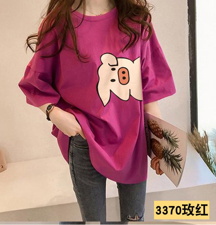 Women's tide 2019 spring and summer loose short-sleeved t-shirt female print wild bf Harajuku long section