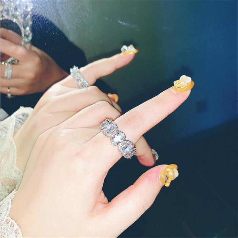 Water Drop Topaz CZ Dia Sterg Sier Wedding Band Ring for Women