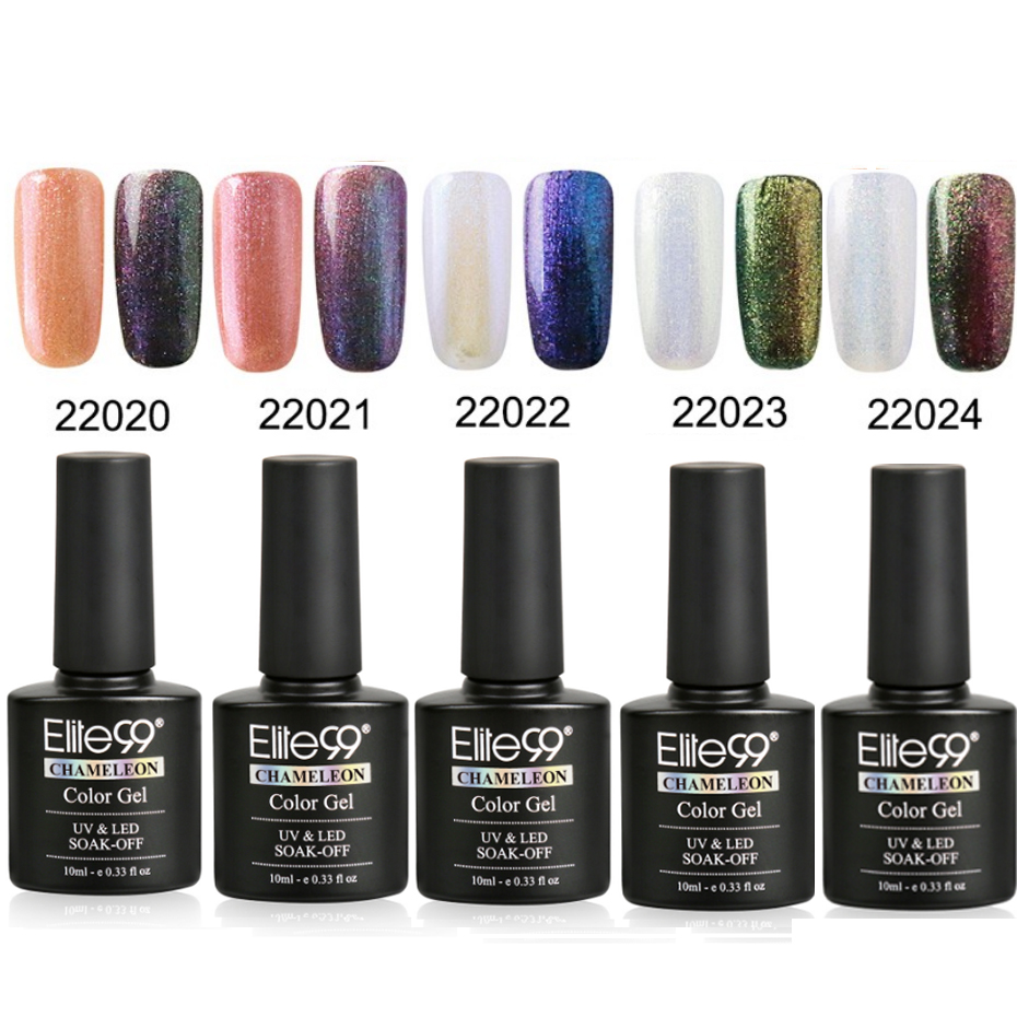 

Elite99 10ml 5Pieces/Lot Colorful Phantom Chameleon Gel Nail Polish Manicure Soak Off UV LED Black Base Needed Nail Gel Varnish, Set1