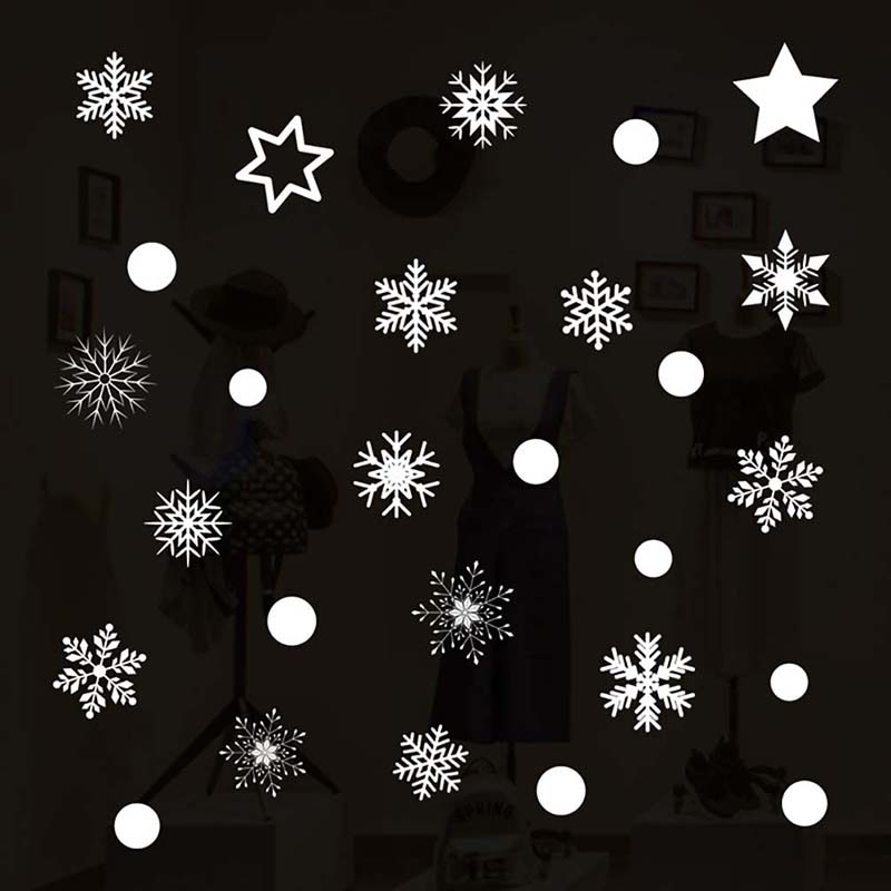 Window Glass Sticker Christmas Xmas Wall Stickers Snowflake Snow Star Decal New Year Merry Christmas Winter Car Home Bedroom Party Wedding