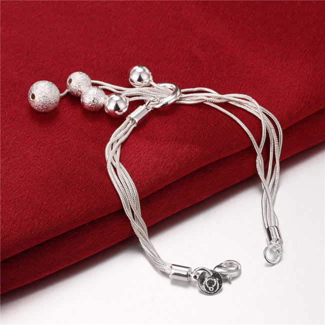 Hot sale gift 925 silver Small O Hanging light bead bracelet DFMCH243, Brand new sterling silver plated Chain link bracelets high grade