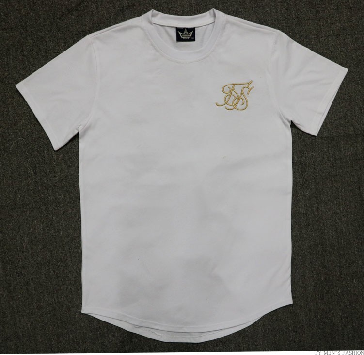 Fashion Summer fitness t shirt Men Hip Hop T Shirts Irregular Curved Hem Short Sleeved Cotton SikSilk T-shirt