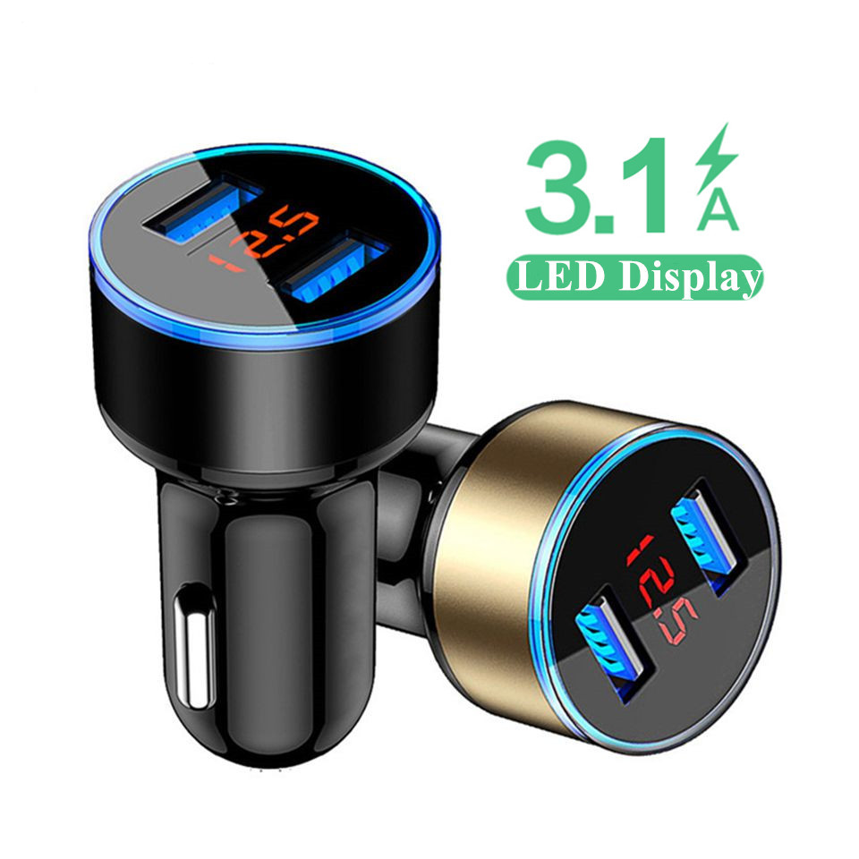 3.1A Dual USB Car Charger 2 Port LCD Display 12-24V Cigarette Socket Lighter Fast Car Charger Power Adapter Car Styling
3.1A Dual USB Car Charger 2 Port LCD Display 12-24V Cigarette Socket Lighter Fast Car Charger Power Adapter Car Styling