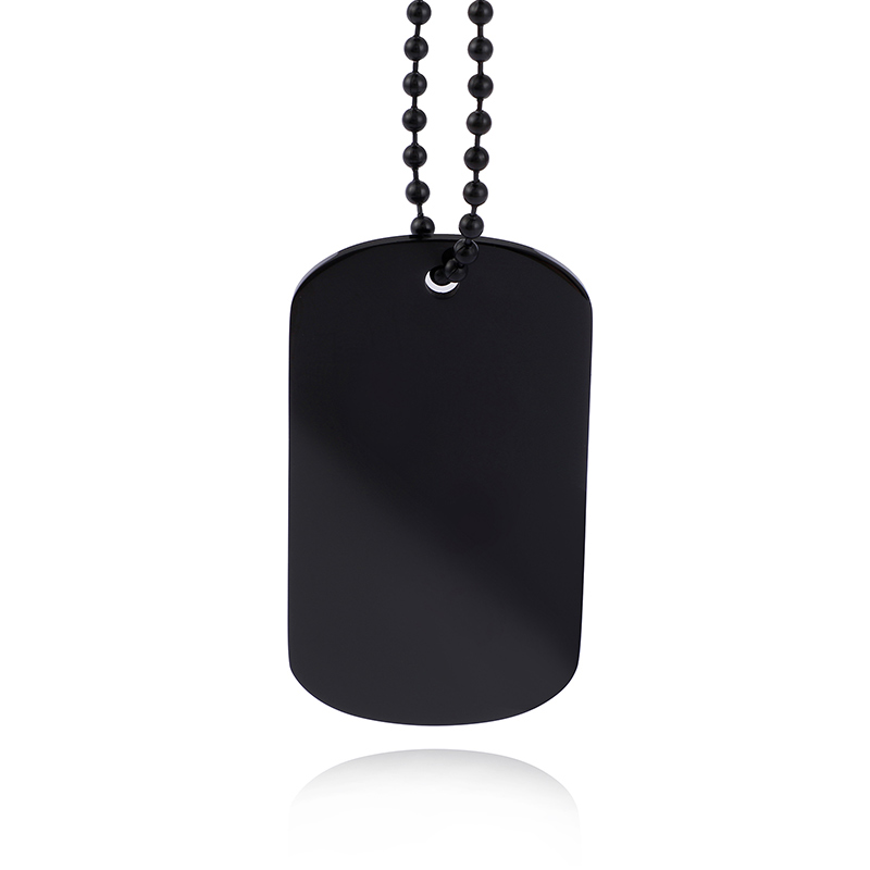 High Polished Rectangle Stainless Steel Pendant Necklace Gold Plated Military Card Students Dog Tag Pendants Jewelry