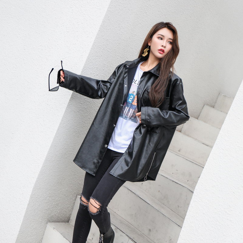 2018 New Leather Jackets Women Autumn Winter Single Breasted Jeckets Loose Plus Size BF style PU Leather Outerwear Zippers Coats, Black
2018 New Leather Jackets Women Autumn Winter Single Breasted Jeckets Loose Plus Size BF style PU Leather Outerwear Zippers Coats, Black