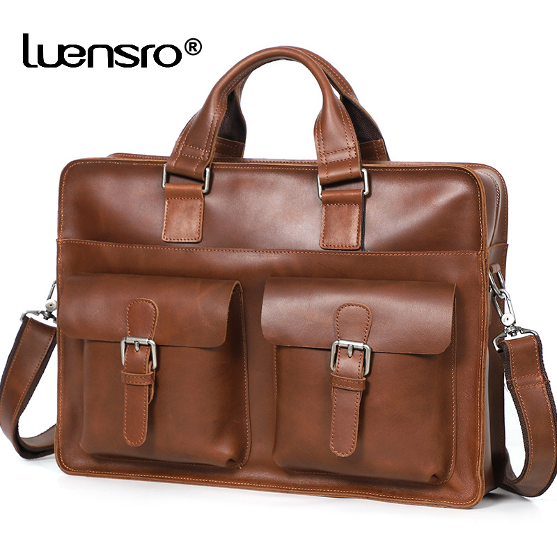 Vintage Men's Genuine Leather Briefcase Crazy Horse Leather Handbag Male 15.6 inch Laptop Shoulder Bag Men Business Travel Bag, Black
Vintage Men's Genuine Leather Briefcase Crazy Horse Leather Handbag Male 15.6 inch Laptop Shoulder Bag Men Business Travel Bag, Black