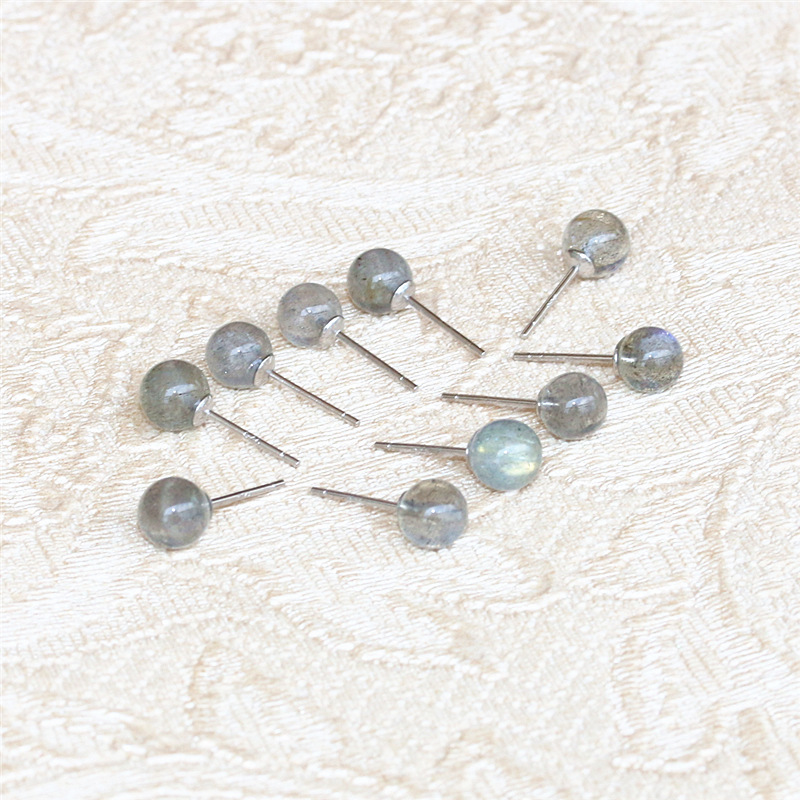 Brand 925 sterling silver semi-precious stones gemstones earrings classic American hand-made designer jewelry moonstone stud earring