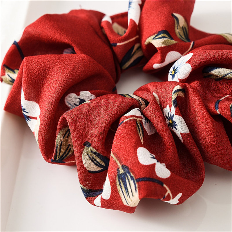 Spring Flower Headbands Hair Scrunchies Ponytail Holder Soft Stretchy Hair Ties Vintage Elastics Bands for Girls Accessories