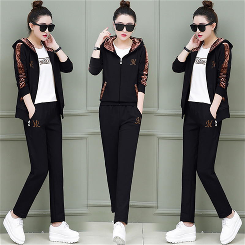 Womens Sports Suits Hooded Tops Tracksuit 3 Piece Set Women Sportswear Jogging Track Suit Women Sport Set Three Piece Female