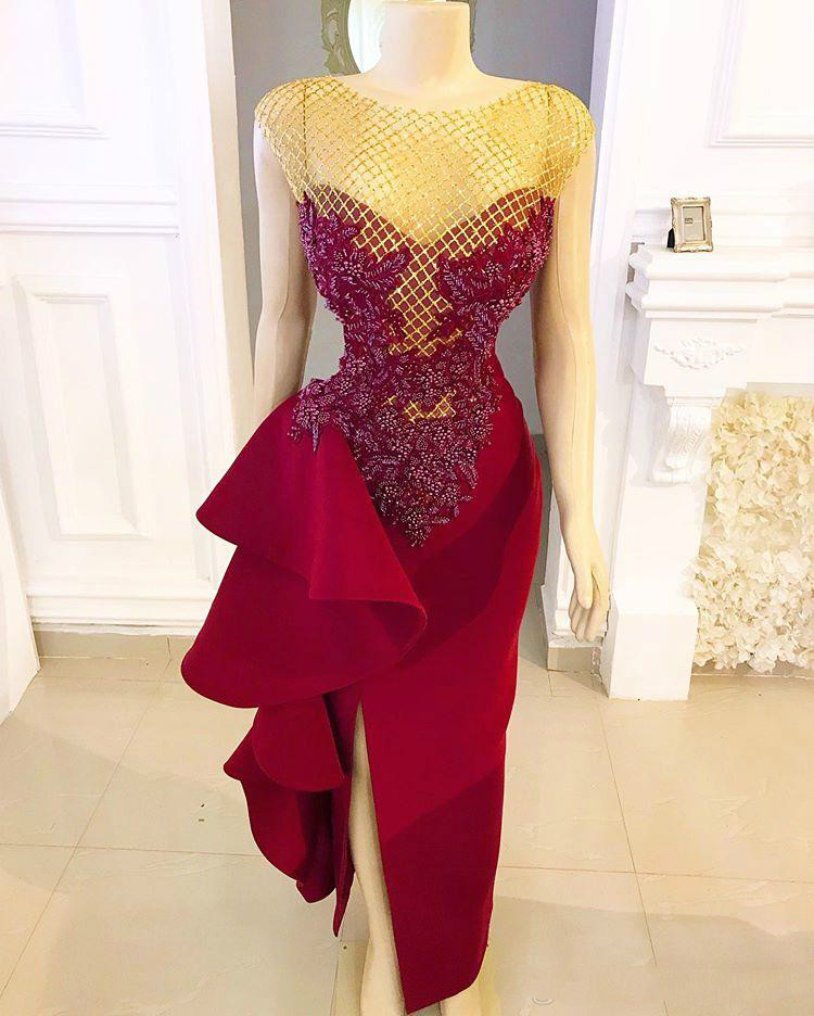 Arabic Beaded Split Evening Dresses Jewel Neck Appliqued Plus Size Party Gowns Special Occassion Dress With Train Abendkleider