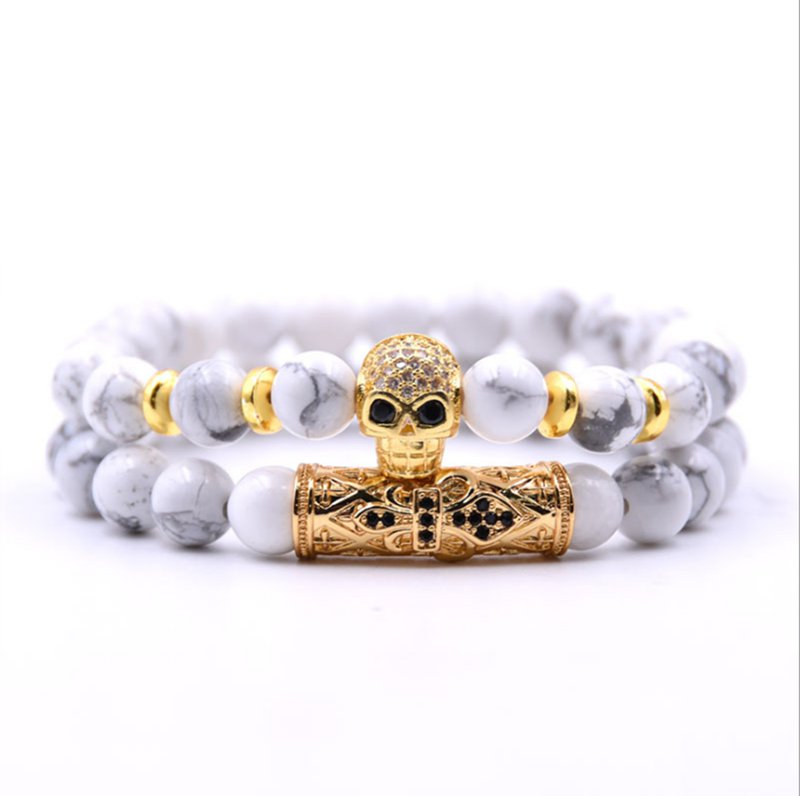 Micro-inlaid zircon skull bracelet set (2) couple 2018 summer perfect fashion birthday bracelet gift
