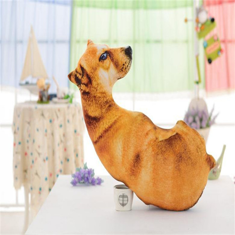New Creative 3D Vivid Printed Full Body Dog Shape Animal Tiger Wolf Dog Cute Mordern Office Hug Gift Cushion Sofa Throw Pillow