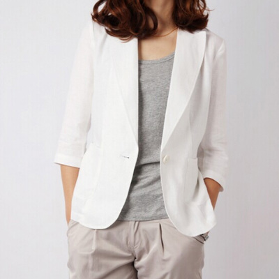 Brief Single Button Small Suit Jacket Cotton And Linen Pure White Costs Casual Thin Tops Free Shipping
Brief Single Button Small Suit Jacket Cotton And Linen Pure White Costs Casual Thin Tops Free Shipping