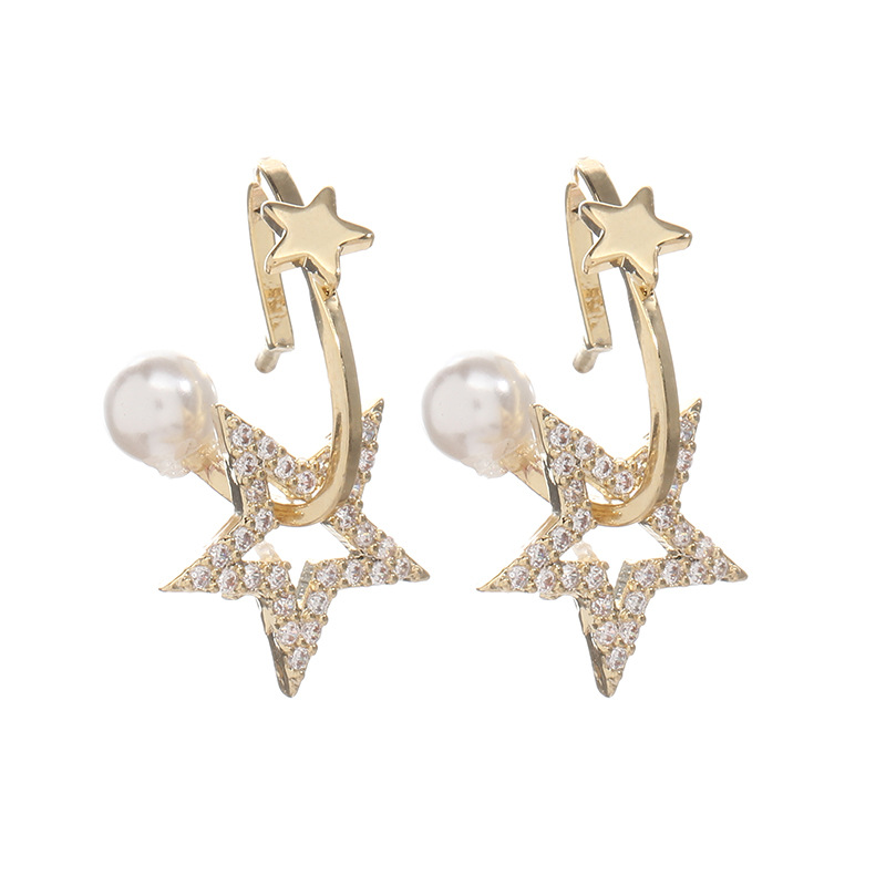 Fashion Charm 925 silver needle five-pointed star earrings rhinestone geometric pearl wholesale
Fashion Charm 925 silver needle five-pointed star earrings rhinestone geometric pearl wholesale