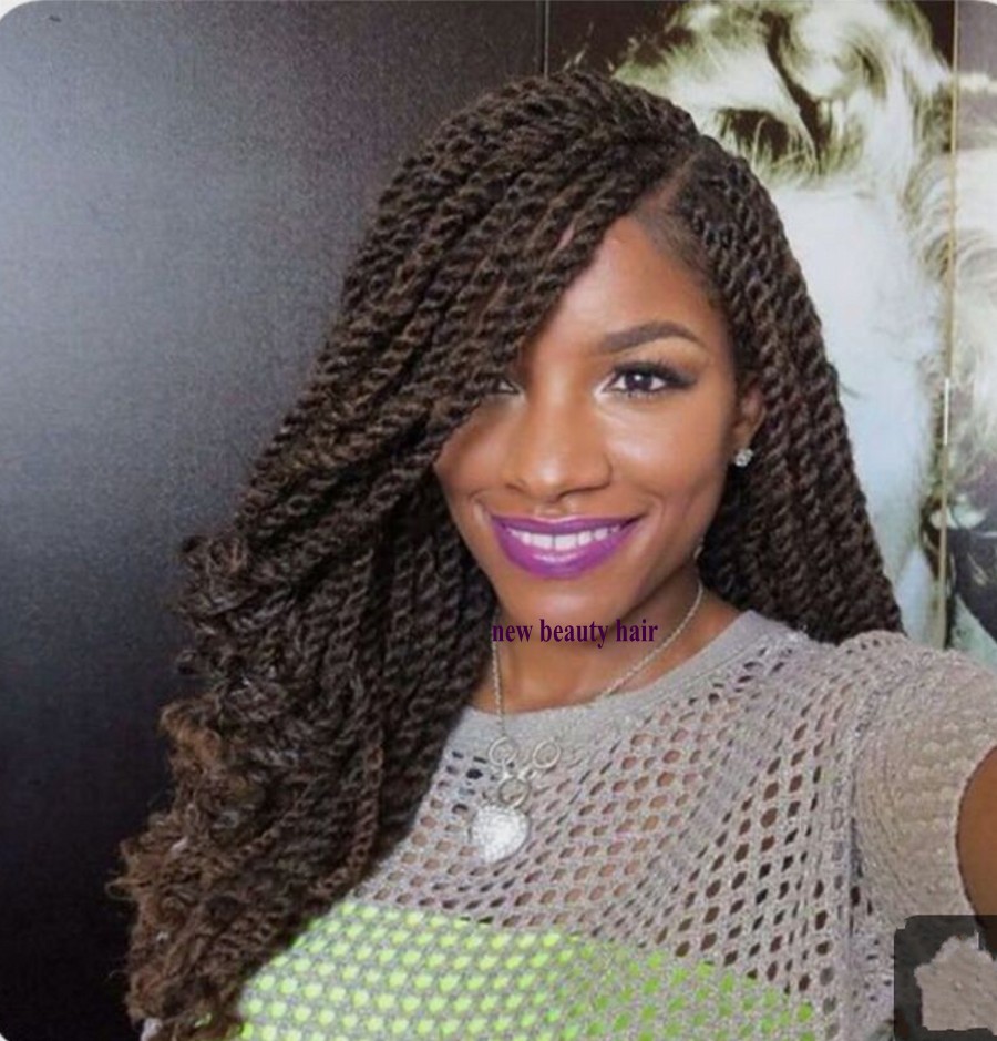 Long Micro Lace Front Braid Wig full hand tied Short Black twist Wigs with curly tips For Women Heat Resistant Synthetic Hair