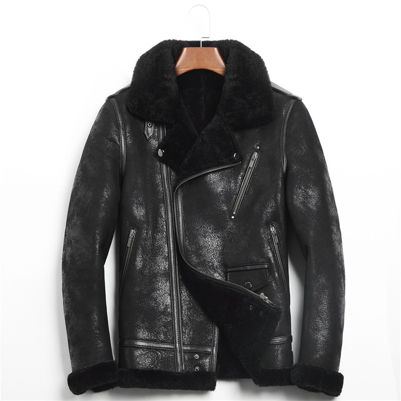 Short Sheepskin Coat for Men b-3 Bomber Jacket Handsome Fashion Motorcycle Fur, Black
Short Sheepskin Coat for Men b-3 Bomber Jacket Handsome Fashion Motorcycle Fur, Black