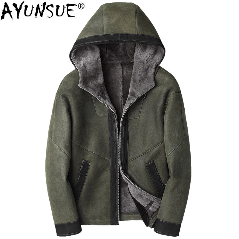 AYUNSUE Winter Shearling Genuine Leather Jacket Men Real Fur Coat Hooded Natural Sheep Fur Coats Warm casual JM-H2-19833 KJ3852, Black
AYUNSUE Winter Shearling Genuine Leather Jacket Men Real Fur Coat Hooded Natural Sheep Fur Coats Warm casual JM-H2-19833 KJ3852, Black