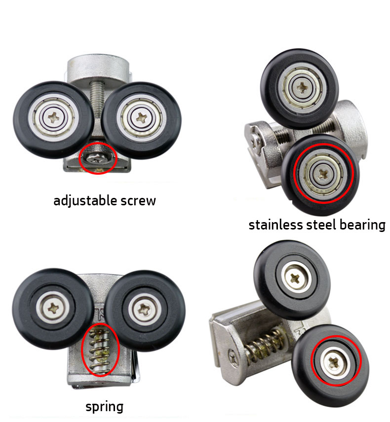 Circular Shower Room Roller Bathroom Hardware Ultra-quiet Bouncing Wheel Sliding Glass Door Pulley Hanging Rail Track Part