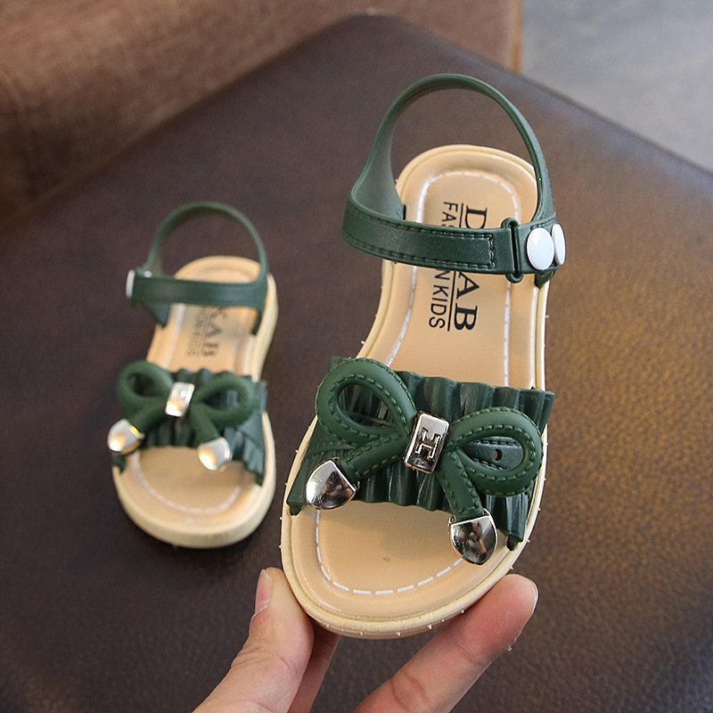 New Summer Girls Sandals Cute Bowtie Kids Shoes Big Girl Princess Shoes Casual Children Sandals Baby Toddler Sandal Beach Slides