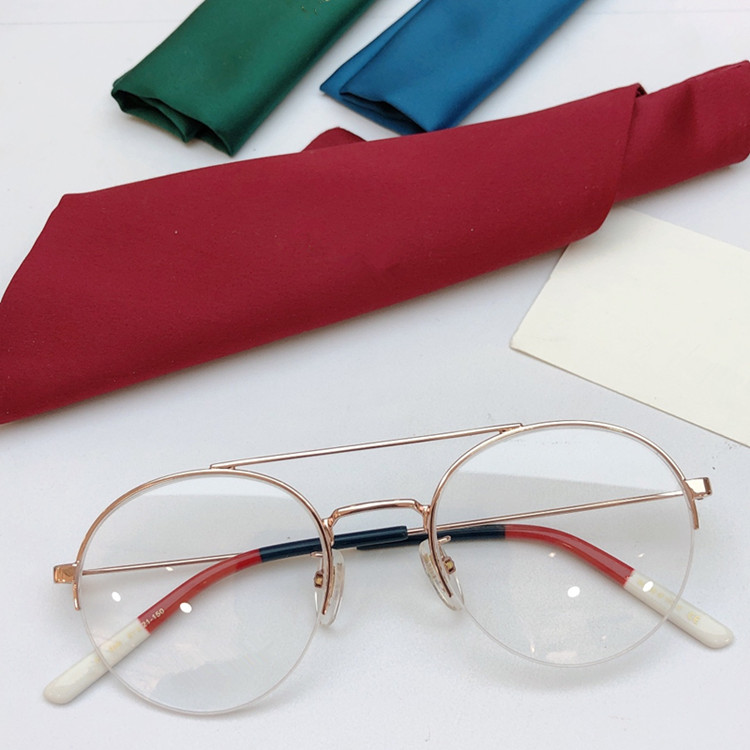 2020 Newarrival GG0682O Star Round Double-bridge Glasses Frame Women Lightweight Gold Fine Halfrim For prescription full-set case