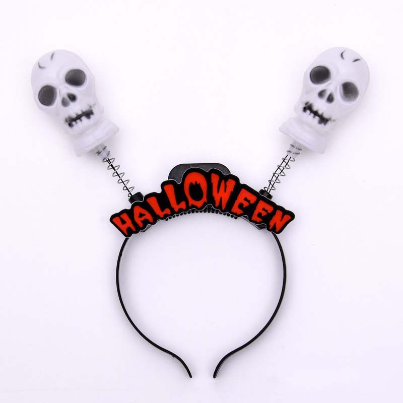 Halloween Headbands Hair Band Glowing Skull Hat Funny Cosplay Costume Decoration Props Plastic Headwear Party Dressup Ornaments