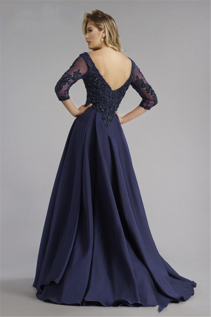 2019 Navy Blue Modern Mother Of The Bride Dresses V Neck Lace Appliques Overskirt Plus Size Wedding Guest Dress Mermaid Evening Party Gowns