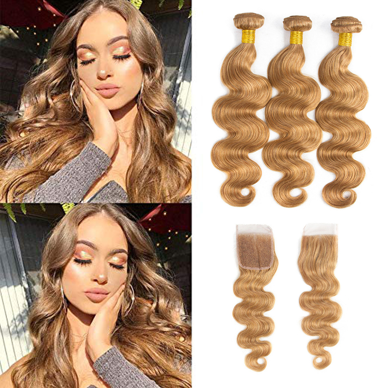 8A Pre Plucked Lace Closure With 3 Bundles #27 Honey Blonde Brazilian Virgin Human Hair Body Wave Bundles with 4x4 Lace Frontal Closure
8A Pre Plucked Lace Closure With 3 Bundles #27 Honey Blonde Brazilian Virgin Human Hair Body Wave Bundles with 4x4 Lace Frontal Closure