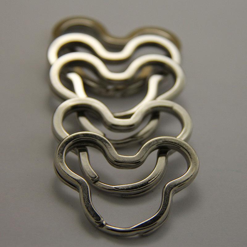 100pcs/lot Metal Pentagram Star Heart Key Holder Split Rings Keyring Keychain Loop Circle Hook Accessories Free Shipping