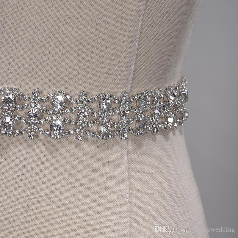 Handmade Crystal Wedding Belts Golden Silver Rhinestone Wedding Dress Belt Formal Wedding Accessories Bridal Ribbon Sash Belt CPA1393