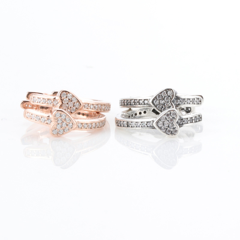 Real 925 Sterling Silver Huggie Earrings for Pave Heart Hoop Earrings Women Girls stud Earrings with Original box6703062