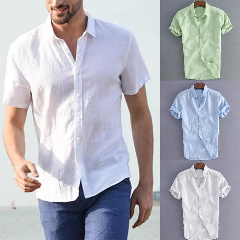 B Summer Short-sleeved Solid Color Jersey Fashion Casual Shirt Men's Slim-fit Shirt, Blue
B Summer Short-sleeved Solid Color Jersey Fashion Casual Shirt Men's Slim-fit Shirt, Blue