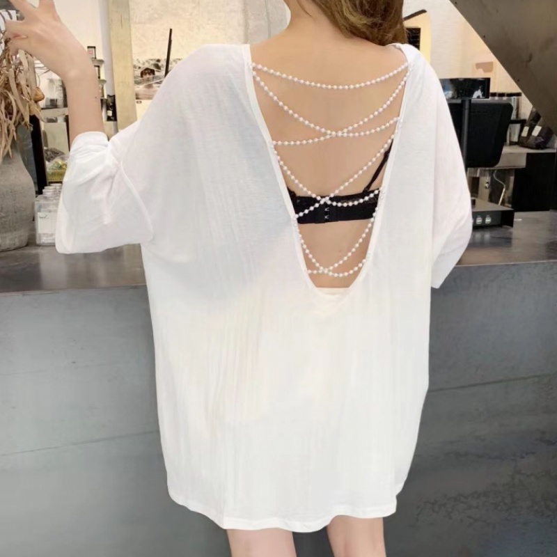 WHITNEY WANG tshirt 2020 Summer Fashion Streetwear Sexy Backless Pearls Chains Lace Up T-Shirt Women t shirt Tops Tees Plus Size, Black
WHITNEY WANG tshirt 2020 Summer Fashion Streetwear Sexy Backless Pearls Chains Lace Up T-Shirt Women t shirt Tops Tees Plus Size, Black