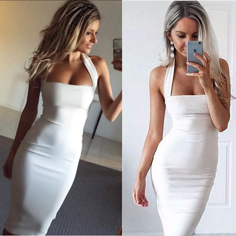 Fashion Black Bodycon Cocktail Party Dresses For Little girl Junior Short Prom Dress 2019 Bandage Halter Tea Length Holiday Cheap Stock Gown