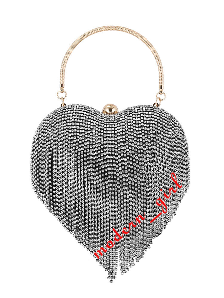 Sparky Crystal Women Bridal Hand Bags For wedding Gold Evening Clutches Chain Bag Beads Tassel Bridal Bags Party Blingbling