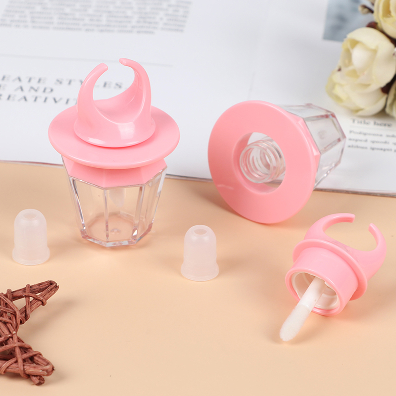 8ml Pink Diamond Ring Shape Empty Lip Gloss Bottle Lipgloss Tube Pink Lip Gloss Tube Lips Bottle Wand Brush Container New