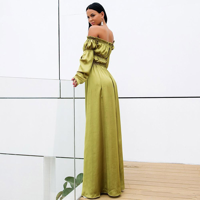 New Side Split Prom Dresses Long Sleeves Ruched Bateau Neck Evening Gowns A Line Party Dress