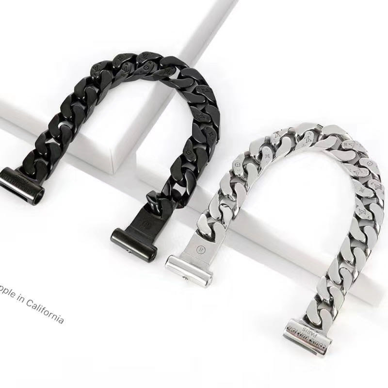 Top Quality Fashion New Arrive Men 316L Titanium steel Engrave Colored Enamel 18K Gold Thick Chain Links Patches Bracelets