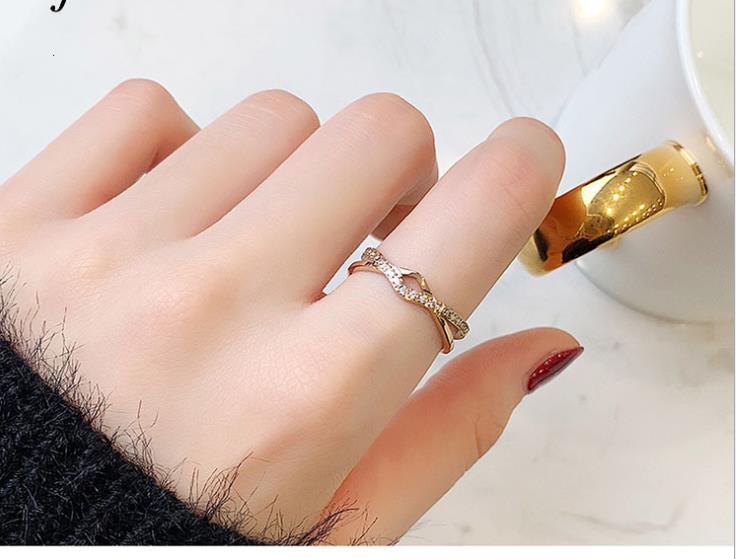 Double row inlaid stone Fashion Ring Jewelry index finger tail ring zircon ring