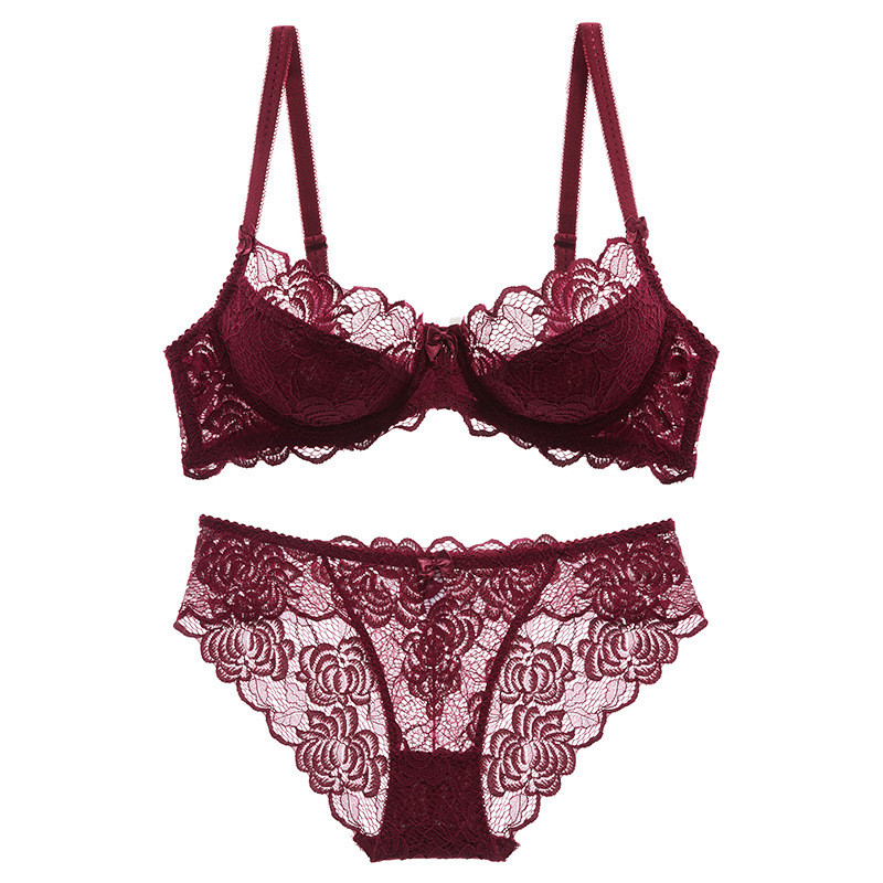 New temptation sexy lingerie girl thin section bra thin lace embroidery transparent large size underwear bra suit, Black
New temptation sexy lingerie girl thin section bra thin lace embroidery transparent large size underwear bra suit, Black