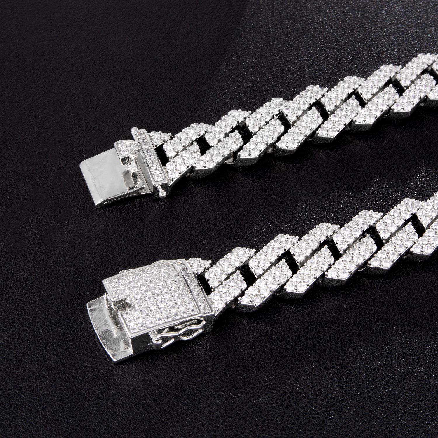 White Gold Plated Bling Mens Cuban Link Chain Choker Long Necklace New personalized CZ Stone Cubic Zirconia Rapper Punk Rock Grunge Jewelry Gifts for 