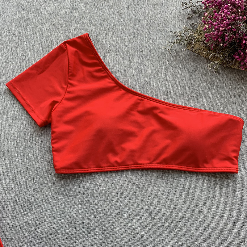 One Shoulder Solid Off Shoulder Top Bodycon Skinny Slim Sexy Women Beach Tankini Bikini Swimsuit Swimwear Lingerie Bat
